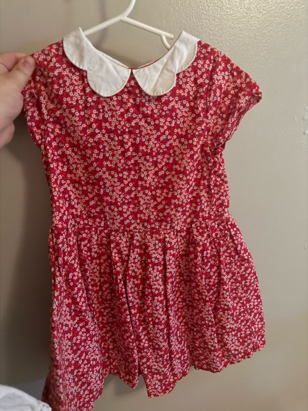 Jacadi Red Floral Peter Pan Collar Kids Dress